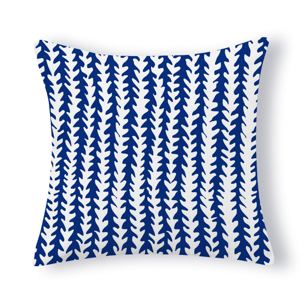 Medium Blue Series | Mediterranean Blue Simple Cotton And Linen Pillow