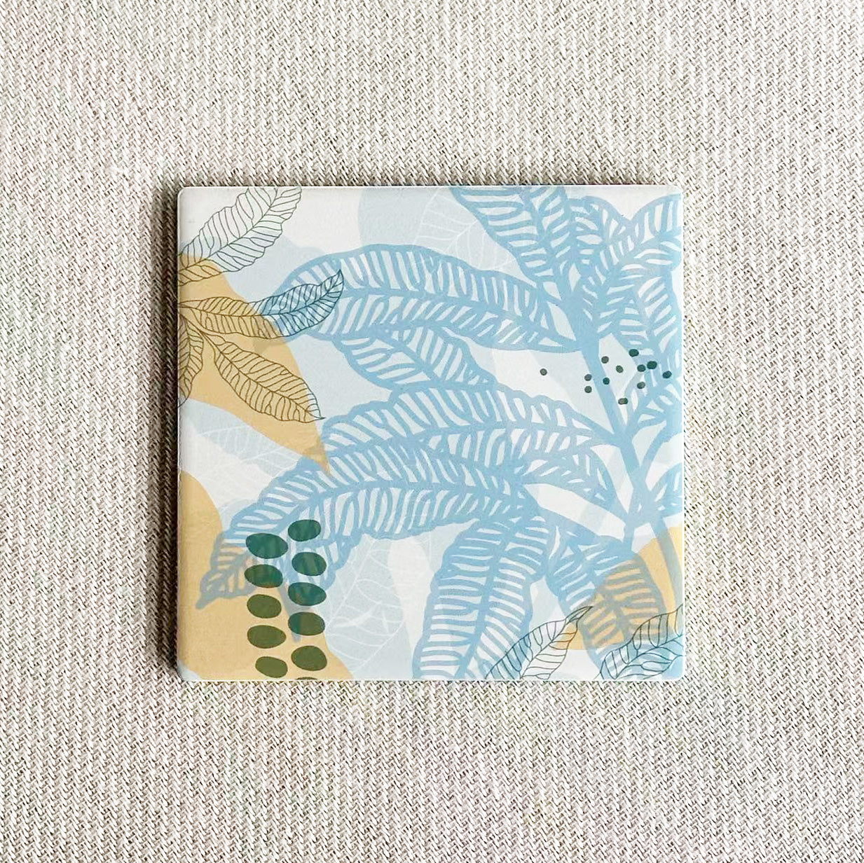 Fern-Pattern Ceramic Coasters - Taiwan Original Lotus Fern