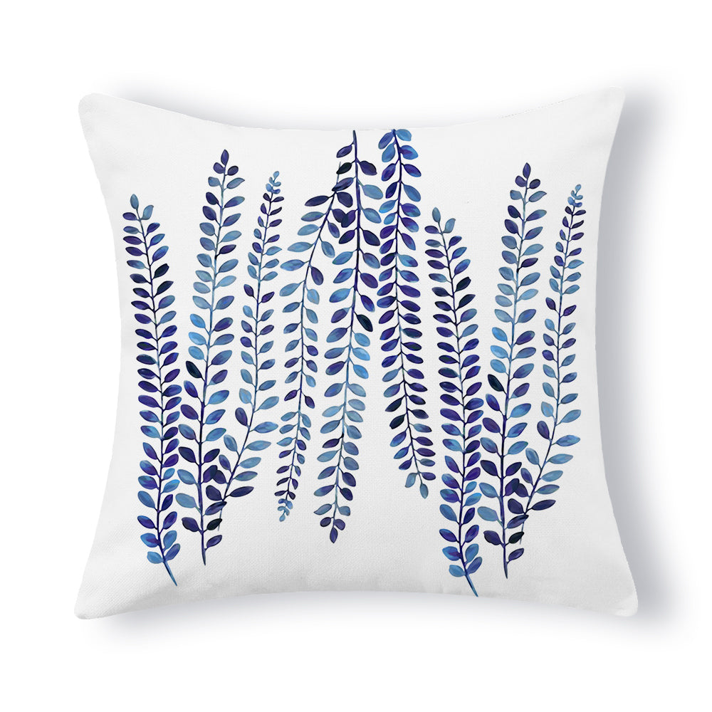 Medium Blue Series | Mediterranean Blue Simple Cotton And Linen Pillow