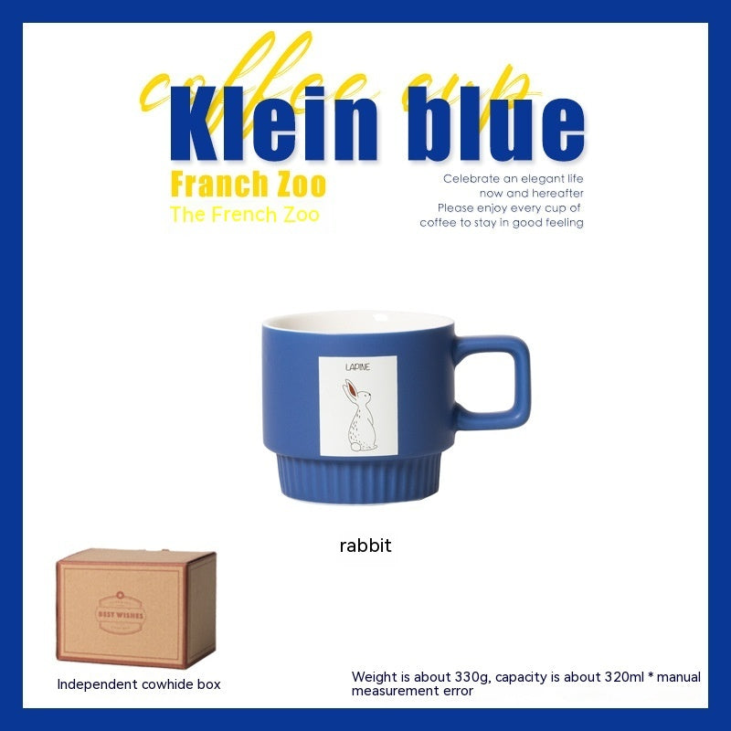 Medium Blue Series | Klein Blue French Animal Coffee Cup Ceramic Latte Art Drinking