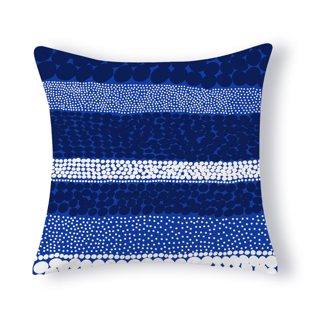 Medium Blue Series | Mediterranean Blue Simple Cotton And Linen Pillow