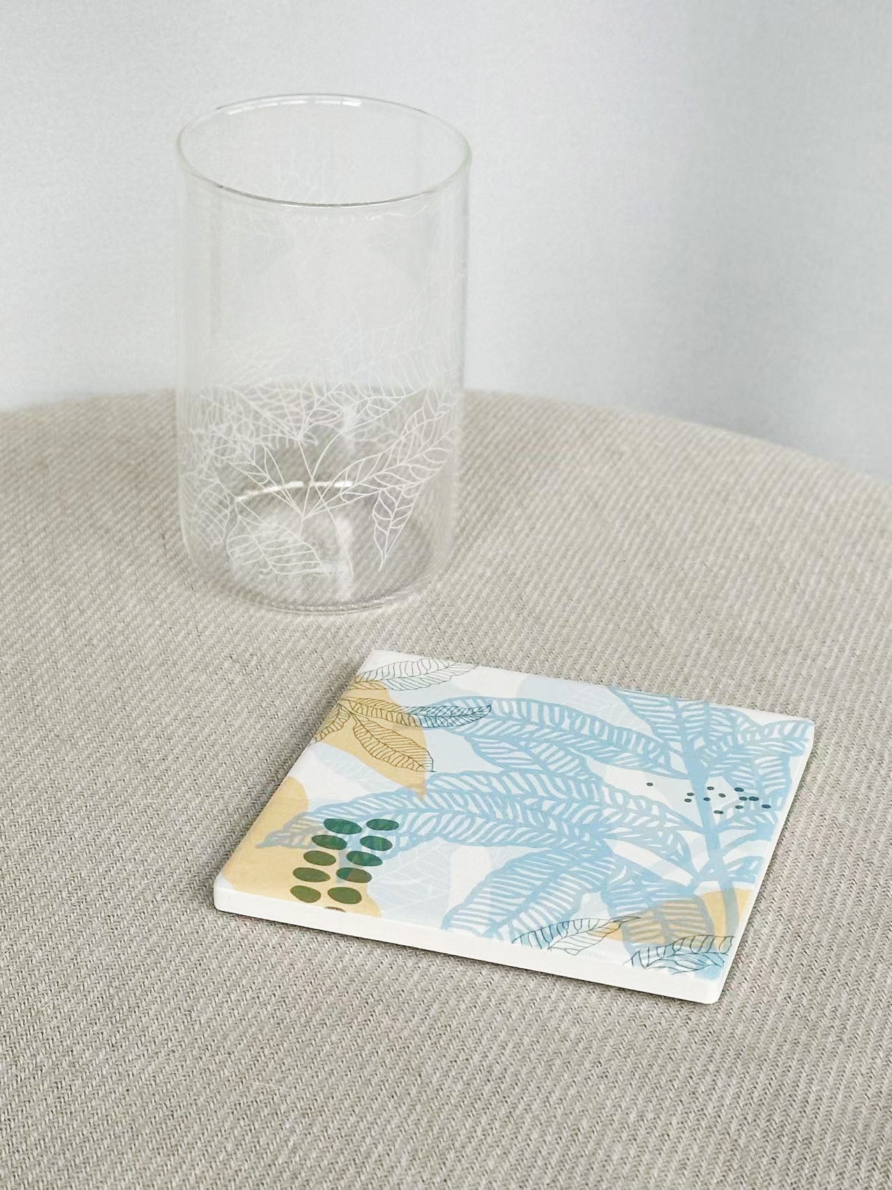 Fern-Pattern Ceramic Coasters - Taiwan Original Lotus Fern