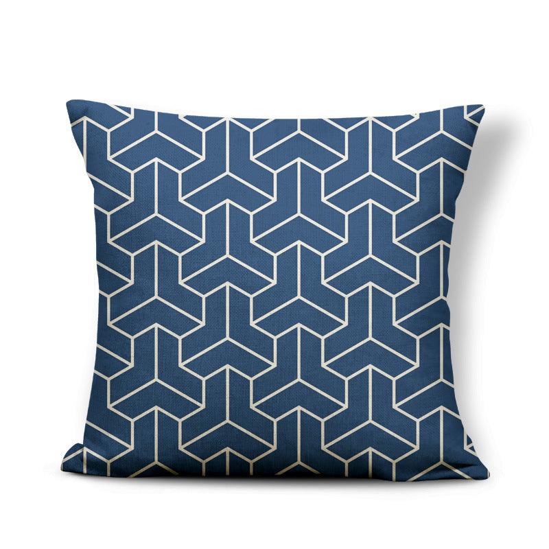 Medium Blue Series | Geometric Pillowcase Lattice