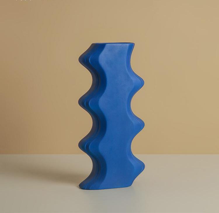 Medium Blue Series | Klein Blue Geometric Ceramic Flower Ware