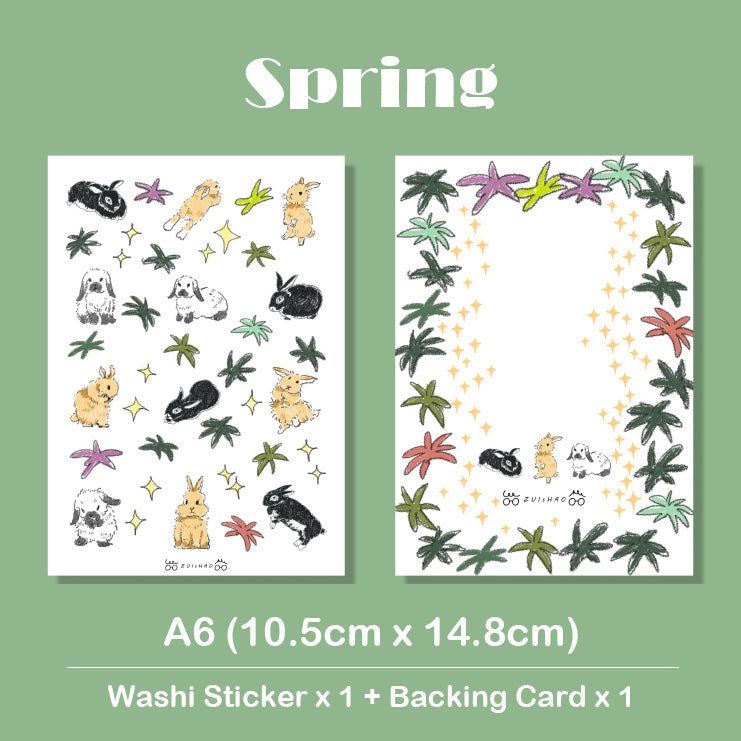 ZuiShao | A6 Rabbit Meadow Washi Stickers