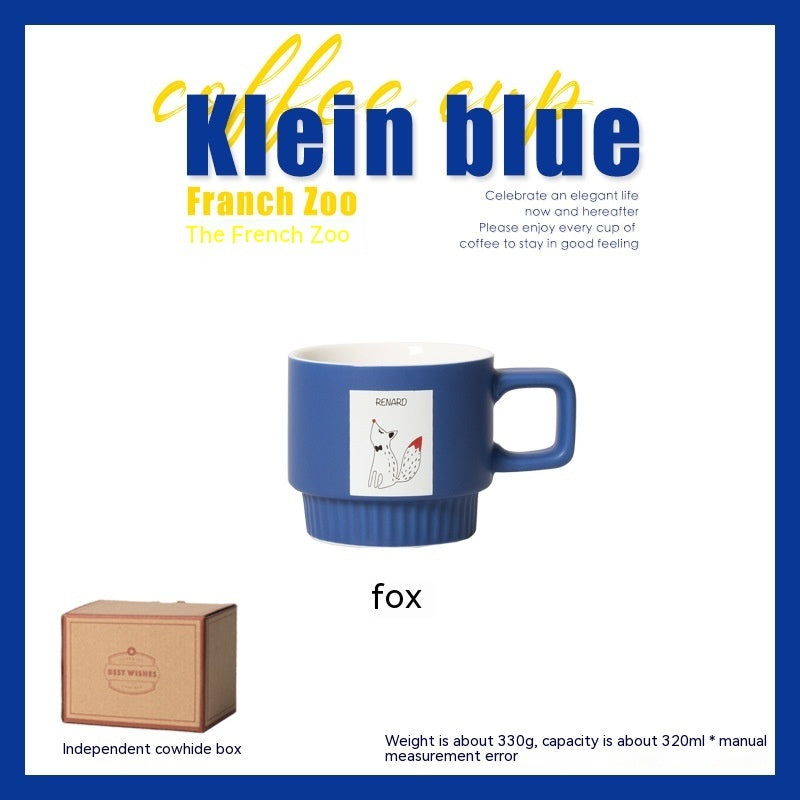 Medium Blue Series | Klein Blue French Animal Coffee Cup Ceramic Latte Art Drinking