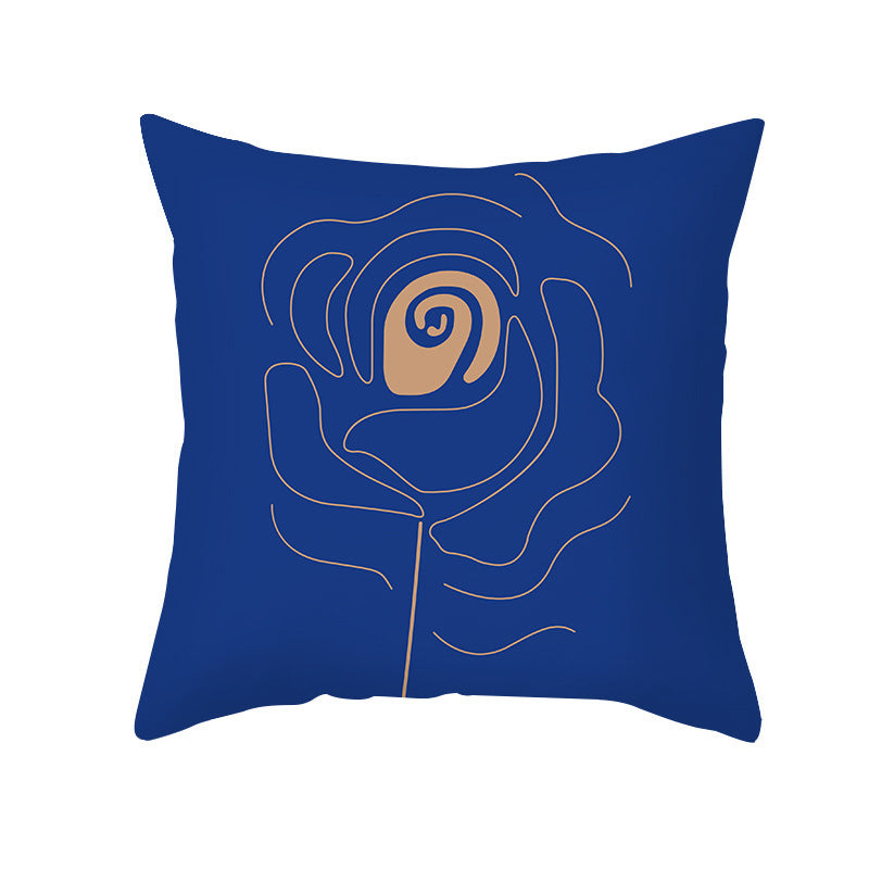 Medium Blue Series | Blue Abstract Super Soft Printing Retro Art Pillowcase Sofa Cushion