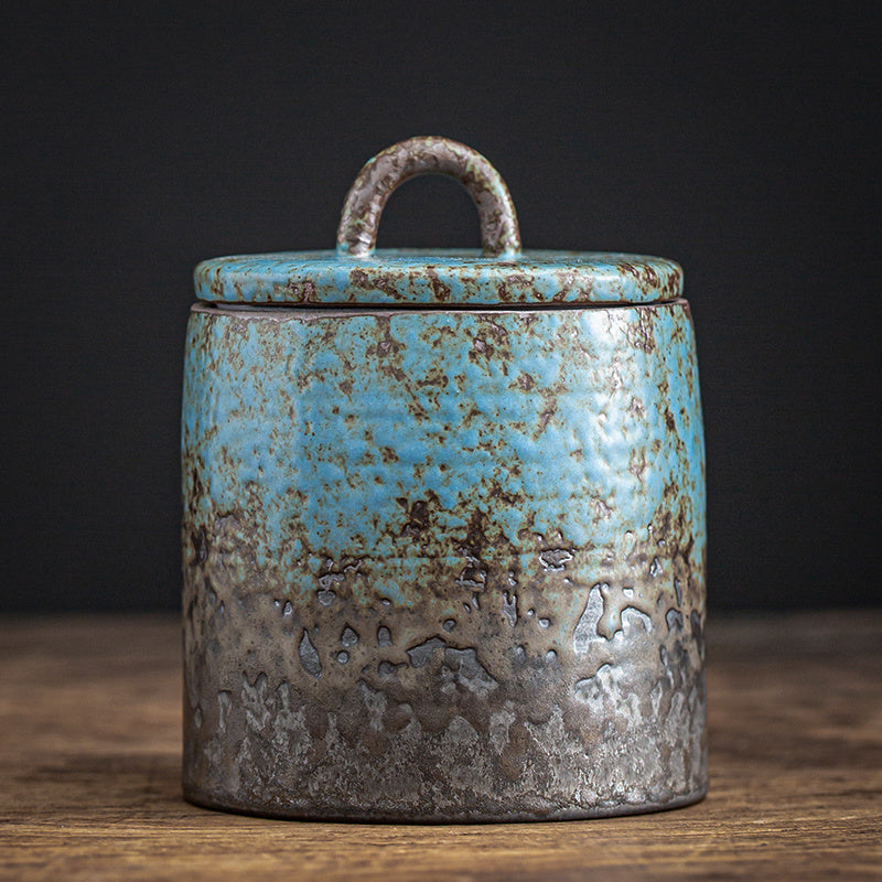 Bizarre Blue Series | Home Ceramic Kiln Gradient Blue Tea Caddy