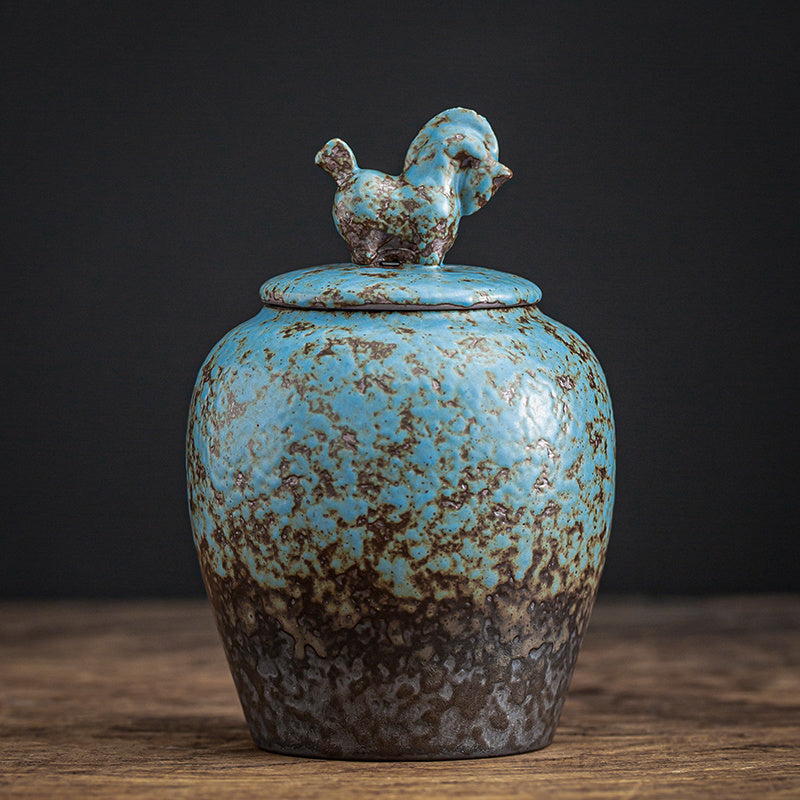 Bizarre Blue Series | Home Ceramic Kiln Gradient Blue Tea Caddy