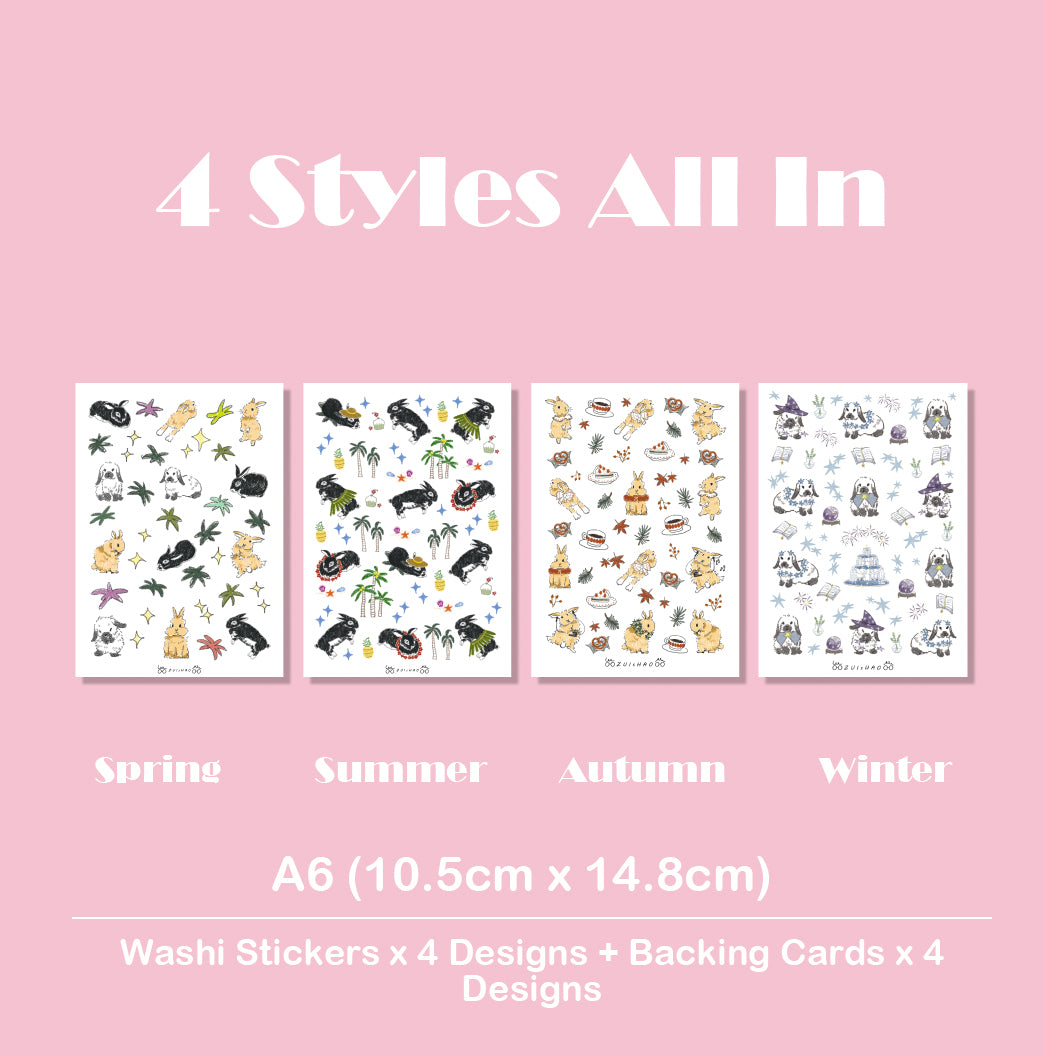 ZuiShao | A6 Rabbit Meadow Washi Stickers