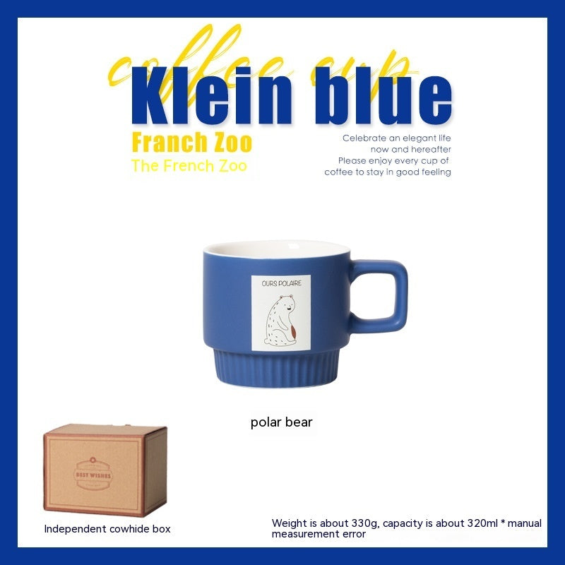 Medium Blue Series | Klein Blue French Animal Coffee Cup Ceramic Latte Art Drinking