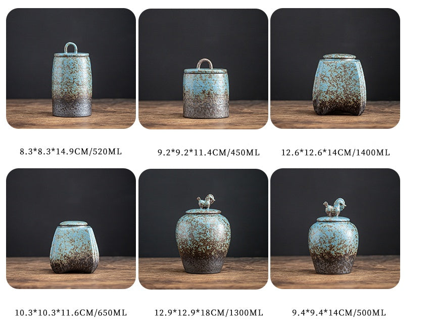 Bizarre Blue Series | Home Ceramic Kiln Gradient Blue Tea Caddy