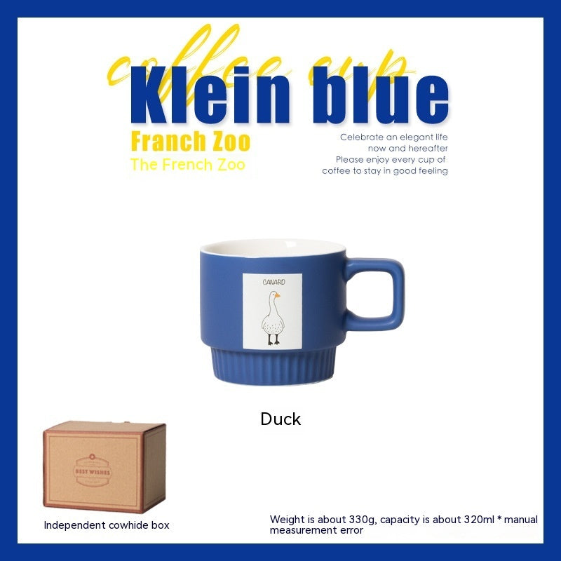 Medium Blue Series | Klein Blue French Animal Coffee Cup Ceramic Latte Art Drinking