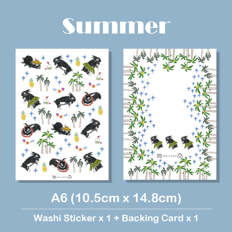 ZuiShao | A6 Rabbit Meadow Washi Stickers