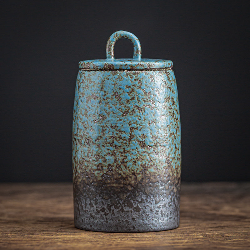 Bizarre Blue Series | Home Ceramic Kiln Gradient Blue Tea Caddy