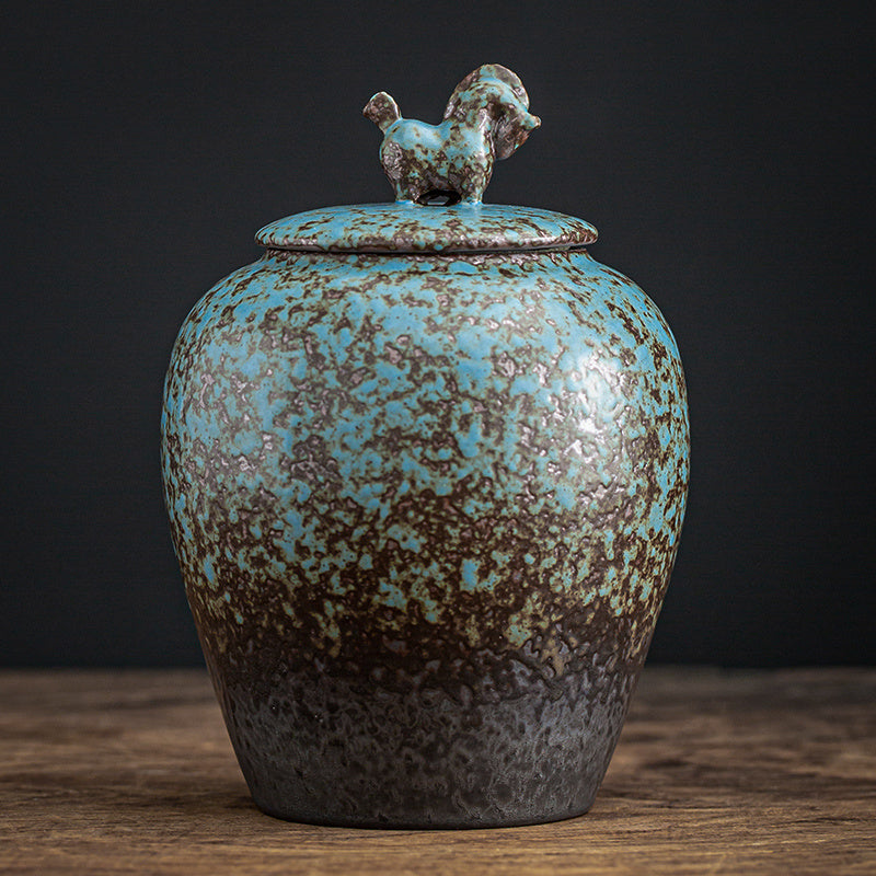 Bizarre Blue Series | Home Ceramic Kiln Gradient Blue Tea Caddy