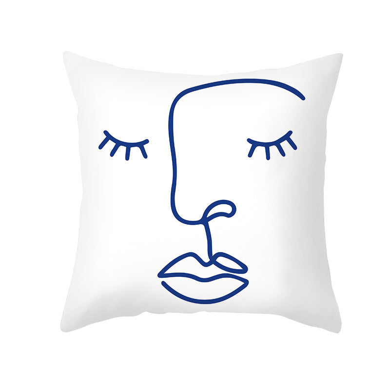 Medium Blue Series | Blue Abstract Super Soft Printing Retro Art Pillowcase Sofa Cushion