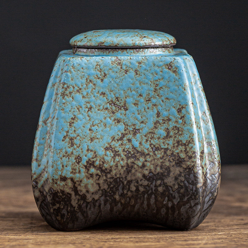 Bizarre Blue Series | Home Ceramic Kiln Gradient Blue Tea Caddy