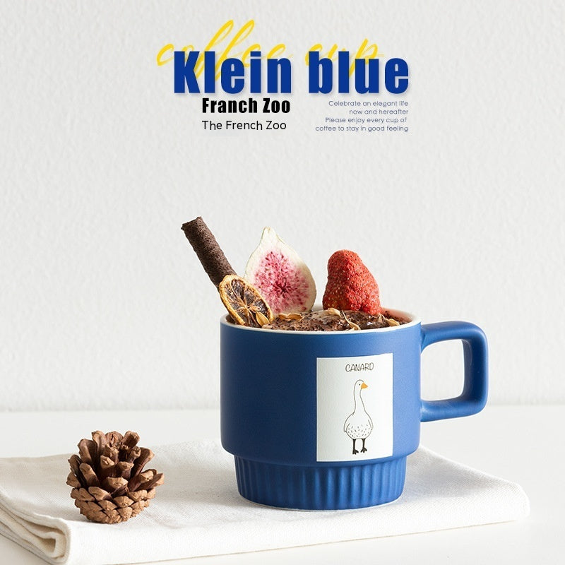 Medium Blue Series | Klein Blue French Animal Coffee Cup Ceramic Latte Art Drinking