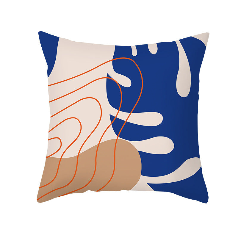 Medium Blue Series | Blue Abstract Super Soft Printing Retro Art Pillowcase Sofa Cushion